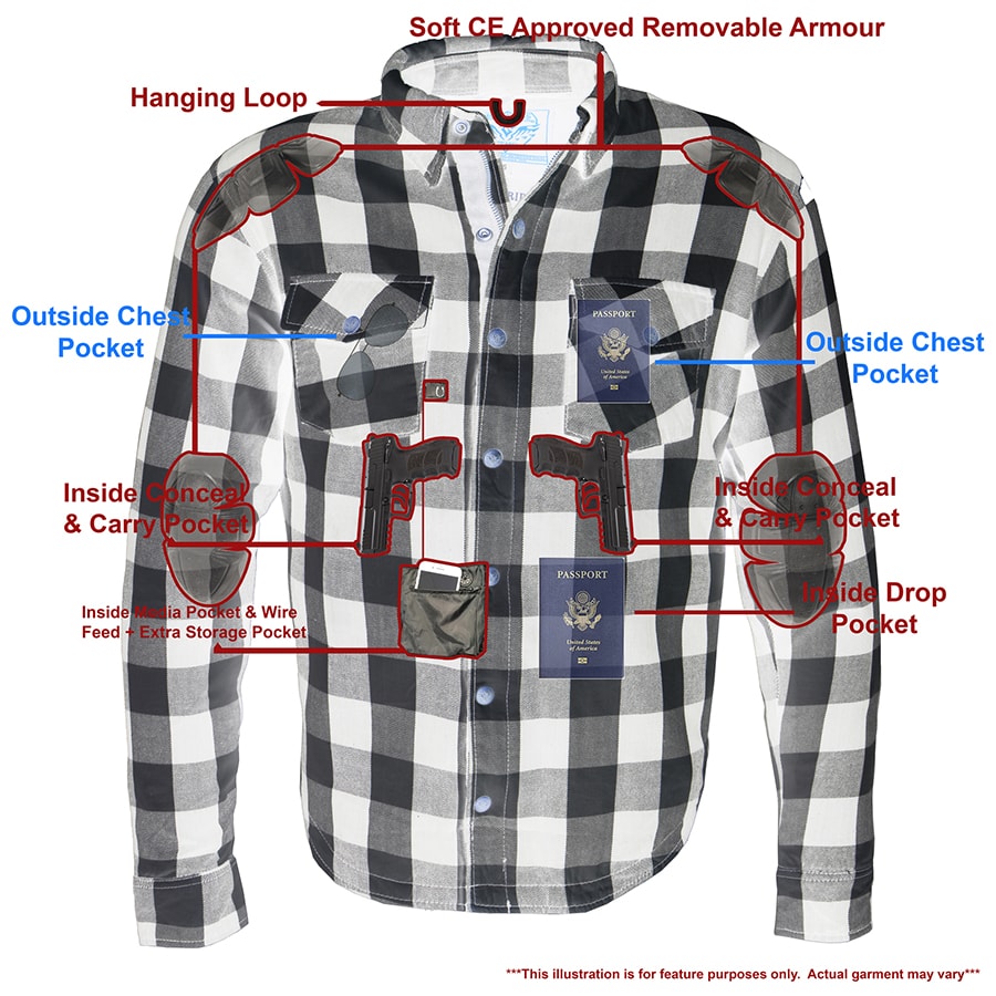 Men’s Blue/Black Armored Flannel Biker Shirt | Jack's