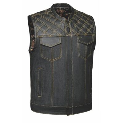 Yellowjacket Men's Hybrid Leather and Denim Vest