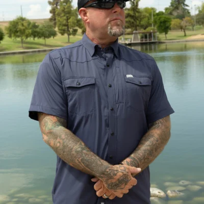 Outdoorsman Dixxon Short Sleeve Snap Closure Shirt Available in blk/wht/blue/camo