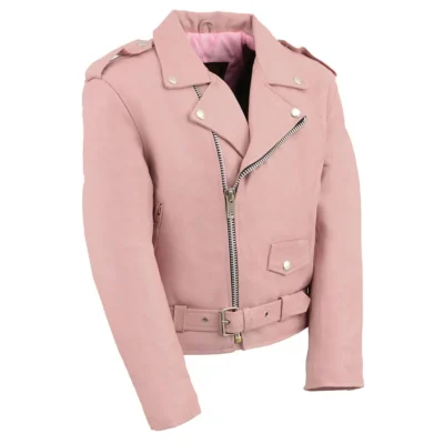 Kids Pink Leather Jacket