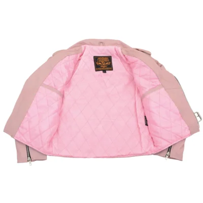 Kids  Pink Leather Jacket - Image 3