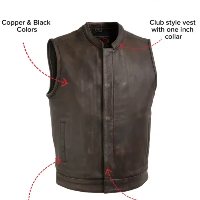 Top Rocker Copper Leather Vest