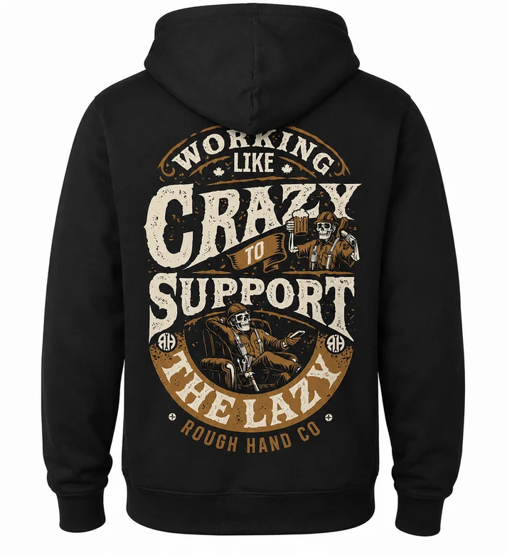 Support System Rough Hand Clothing Co. Zip Hoodie